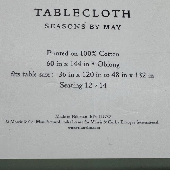 MORRIS & Co Seasons By May Green Floral Bird 60x144 Tablecloth Thanksgiving Fall - Picture 9 of 9